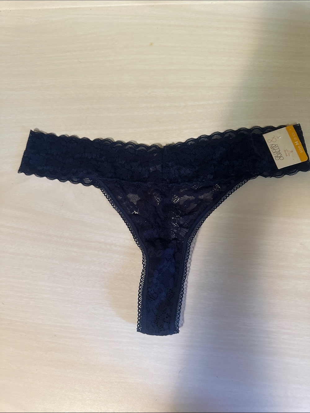 Gilligan & O'Malley Navy Lace Thong Panty